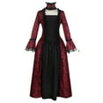thumbnail image 6 of SOOMLON Womens Halloween Costumes Renaissance Gothic Dress for Women Medieval Steampunk Dress Halloween Costume Court Dress Long Sleeve Square Collar Solid Color Dress Halloween Dress Red S, 6 of 6