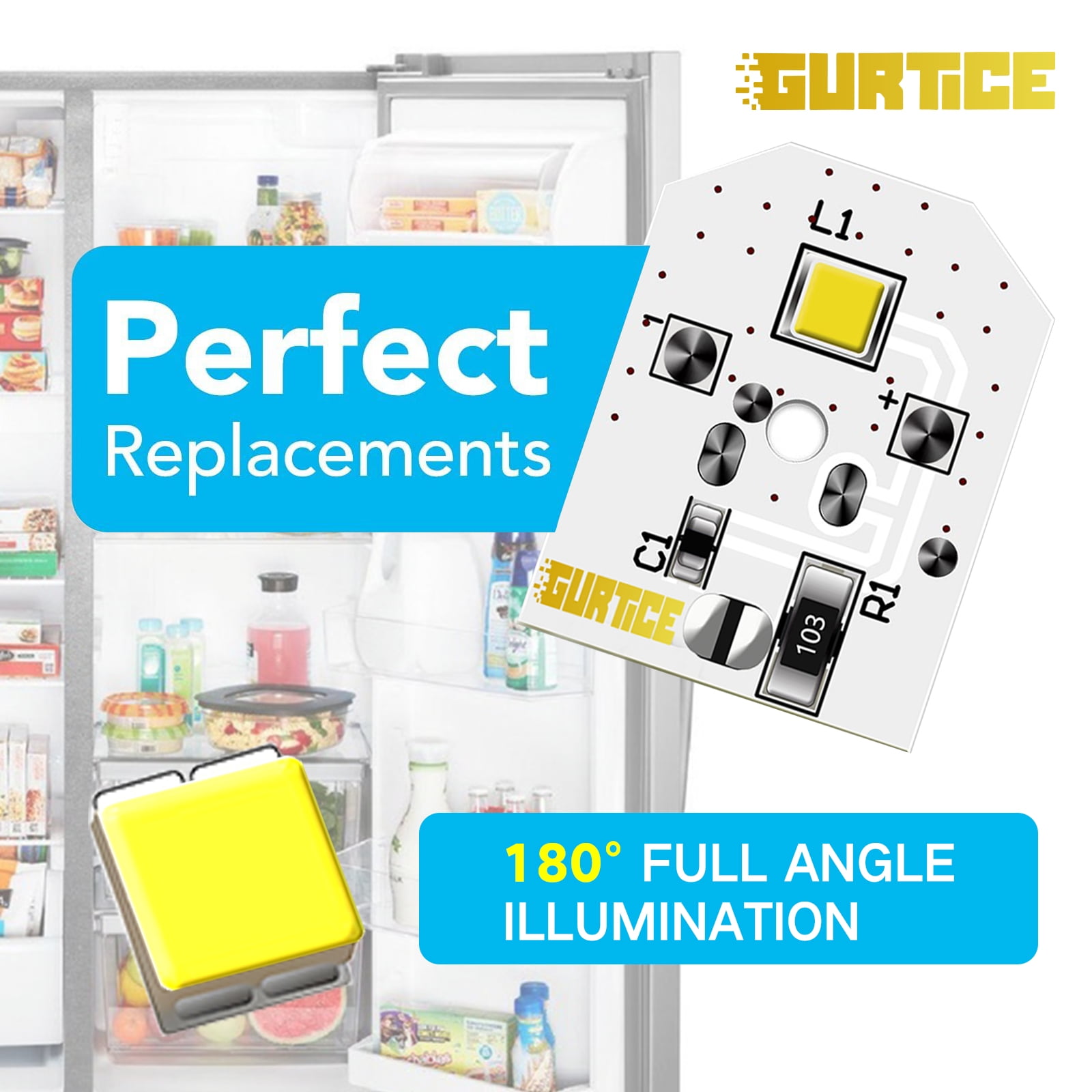 10 Pcs WR55X11132 WR55X25754 Refrigerator Light Replacement LED for GE Refrigerator WR55X30602 WR55X26486 PS4704284 3033142 EAP12172918 AP6261806 PS12172918 AP5646375, No-Include Plastic Cover