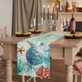 thumbnail image 2 of Sea Turtle Coastal Burlap Cotton Table Runner 14x72 Inches Long, Turquoise Nautical Summer Coral Ocean Farmhouse Table Runners, Outdoor Dining Tablecloths Decor for Baby Shower/Party/Wedding, 2 of 8