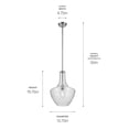 thumbnail image 4 of 42046CHCS Kichler Lighting Everly - 1-Light Large Pendant with Transitional Style 19.75 Inches Tall by 13.75 Inches Wide-Chrome Finish-Clear Seeded, 4 of 4