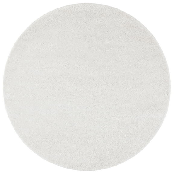 SAFAVIEH Penelope Braden Solid Shag Area Rug, Ivory, 6'7" x 6'7" Round