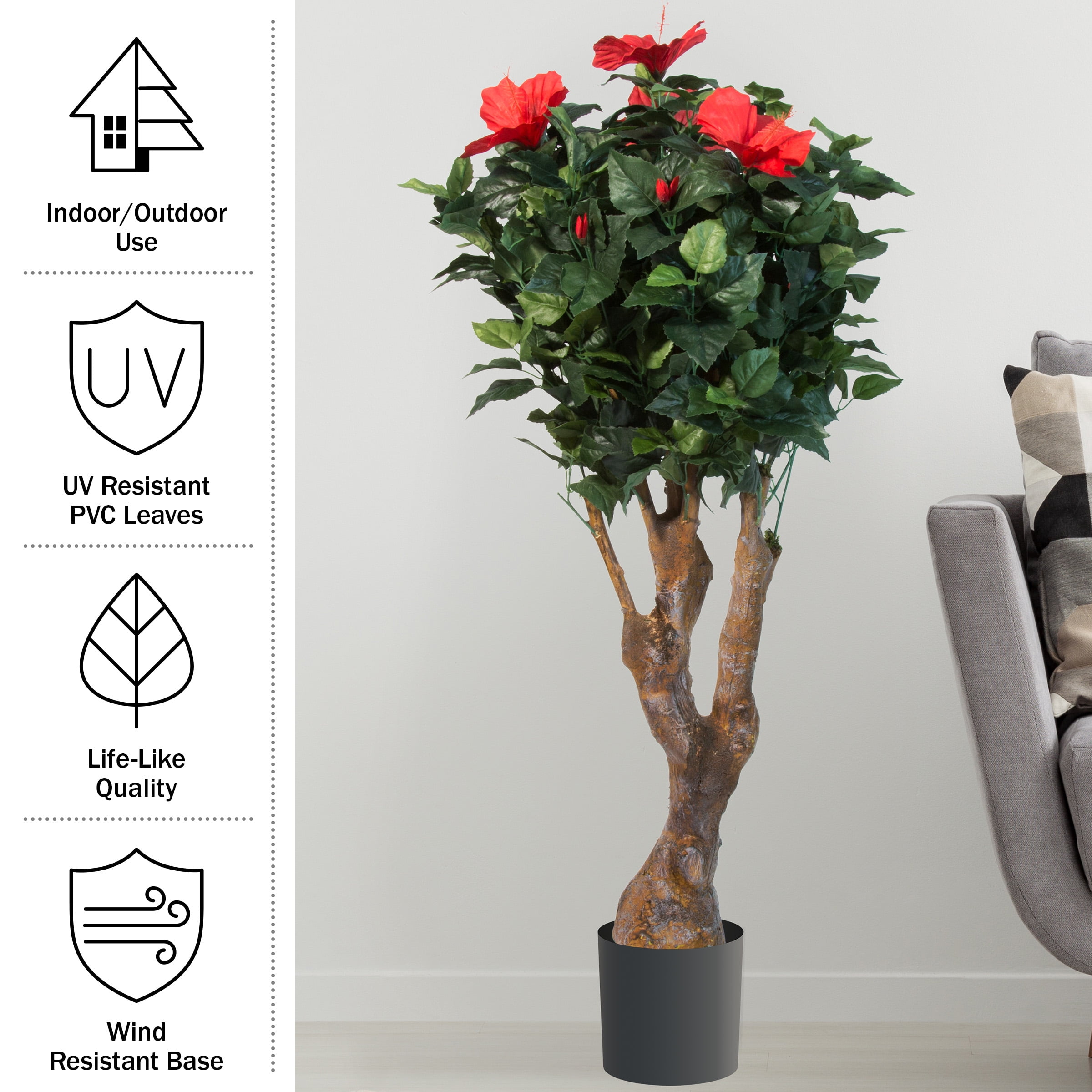 Pure Garden 51-inch Yucca Artificial Potted Tree and Rubber Pure Garden 51-inch Yucca Artificial Potted Tree and Rubber