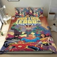 thumbnail image 1 of Liga de la Justicia Conjunto de sábanas temático, trío de piezas, cómodo y amigable con la piel, diseño único, regalo de decoración para el hogar para familiares, amigos y fans, 90 cm * 190 cm, 1 of 6