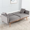 thumbnail image 2 of SEGMART Modern Fabric Futon Sofa Bed, Convertible Sofa Sleeper Bed with Armrest, Grey Futon Sofa Bed Recliner Couch with Metal Legs, Recliner Couch for Small Spaces Living Room Bedroom, L5727, 2 of 9