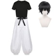 thumbnail image 1 of Disfraz de Anime Jujutsu Kaisen Fushiguro Toji para adultos, traje de Cosplay Unisex de manga corta, pantalones superiores, uniforme de fiesta de Halloween, 1 of 4