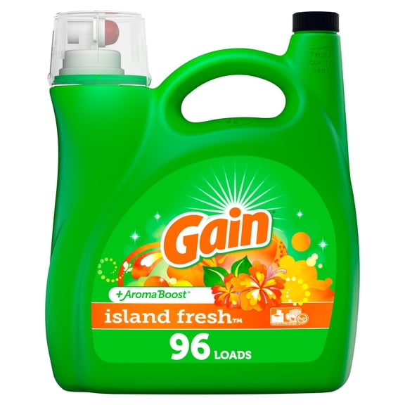 Gain   Aroma Boost Liquid Laundry Detergent, Island Fresh, 96 Loads 150 fl oz