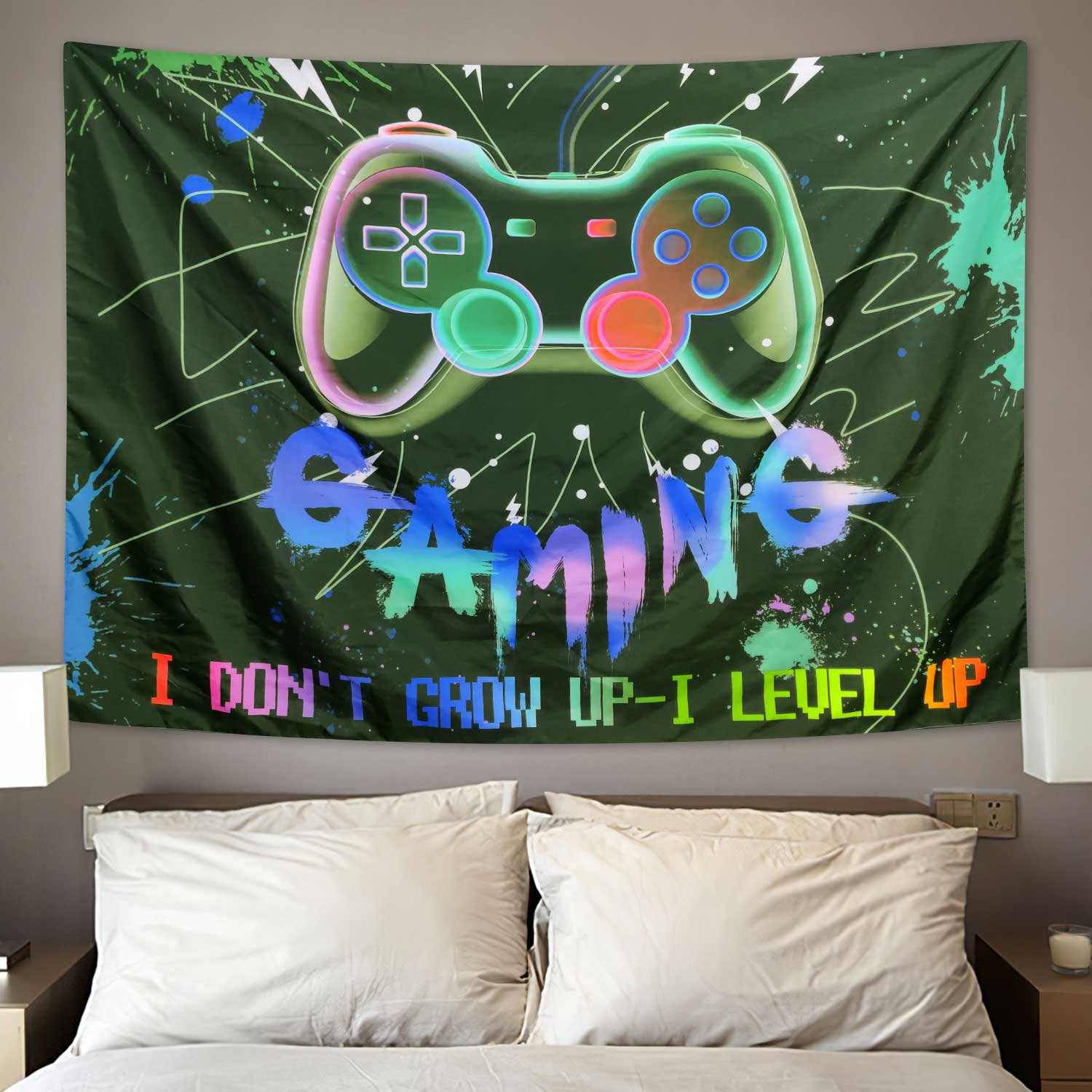UV Reactive Gaming Tapestry for Teens Kids Bedroom Decor Blacklight Video Game Wall Hanging 60X40inches Walmart