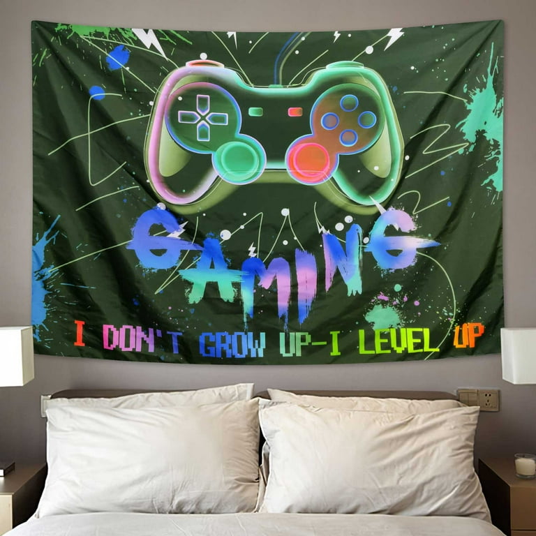 Game Large Tapestry for Men, Cool Neon Gaming Tapestry Wall Hanging for  Boys Bedroom, Black Gaming Accessories for Gamer Room Decor Blacklight  Posters College Dorm Home Blanket (80 W X 60 H) 
