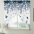 thumbnail image 2 of Blue Spring Botanical Swag Valances for Windows, Kitchen Window Curtains Over Sink, Weeping Eucalyptus Butterfly Window Treatment Curtains for Living Room/Bedroom Curtains 2 Panel Sets 36"x45", 2 of 8