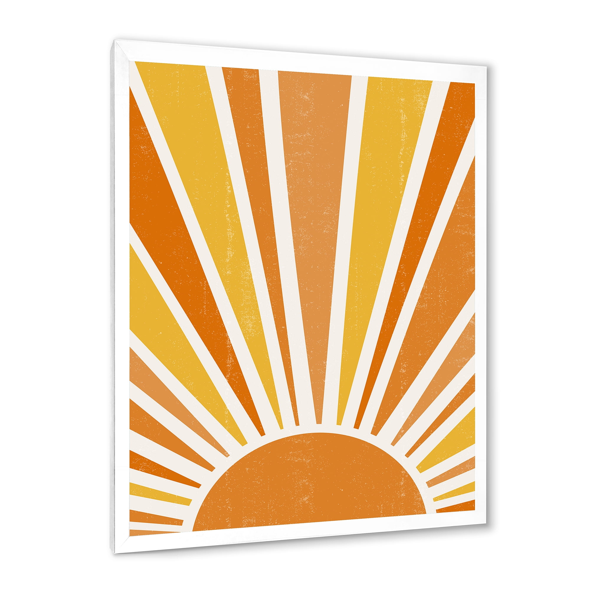 Designart 'Minimal Bright Shining Orange Sun Rays II' Modern Framed Art Print