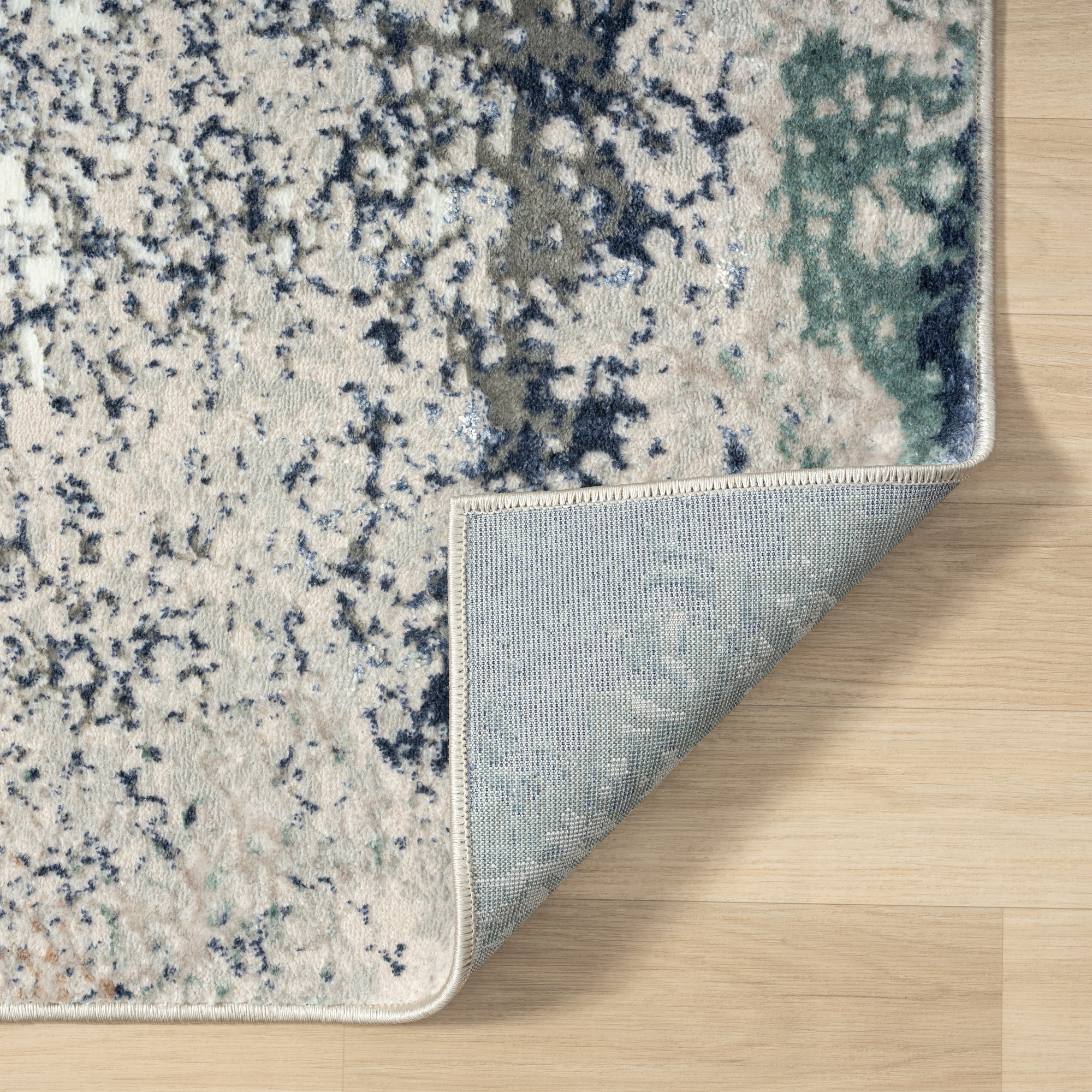 Harlow Hill Bethany 2'6" x 8' Grey/Teal Abstract Durable Indoor Runner Rug