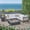 Gray/White/Dark Gray, variant on Elisha Outdoor 7 Piece Acacia Wood Sectional Sofa Set with Cushions and Fire Pit, Teak, Beige, Light Gray