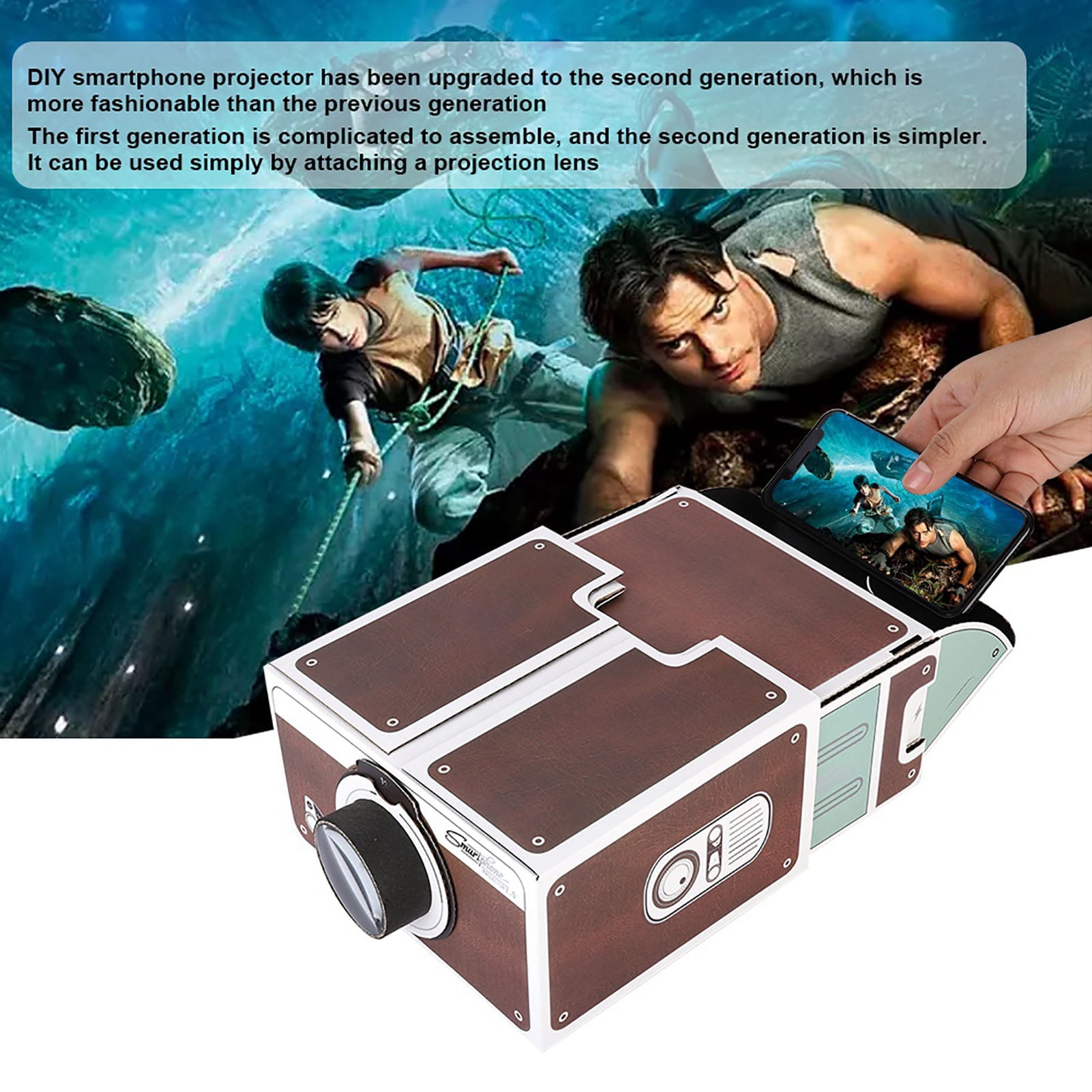 Diy Cardboard Smartphone Projector ,Mini Phone Projector, Portable Smart Mobile Phone Projector,Second-generation Home Cinema
