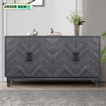 Tcbosik Floor Storage Cabinet, Buffet Sideboard with 4 Doors, Credenza with Adjustable Shelves, Cupboard for Kitchen Bedroom Dining Room Living Room, Antique Dark Grey