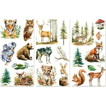 Rub on Transfer Decals for Furniture Crafts 6"x12" 3Pcs Animals and Forest Waterproof UV Transfer Decals Sticker for Dresser Glass Porcelain Wood colorful