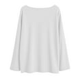 thumbnail image 5 of Lenpel Women's Tops Trendy Bell Long Sleeve Boat Neck Solid Color T Shirts Loose Tunic Blouse Soft Casual Tees(White,X-Large), 5 of 7