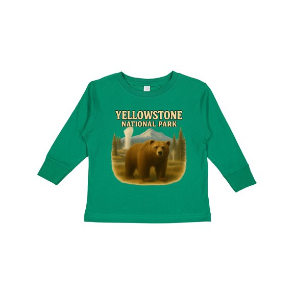 Inktastic Yellowstone National Park Bear Art Boys or Girls Long Sleeve Toddler T-Shirt