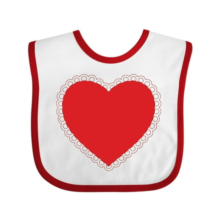 

Inktastic Valentine s Day Red Lace Heart Outfit Gift Baby Boy or Baby Girl Bib