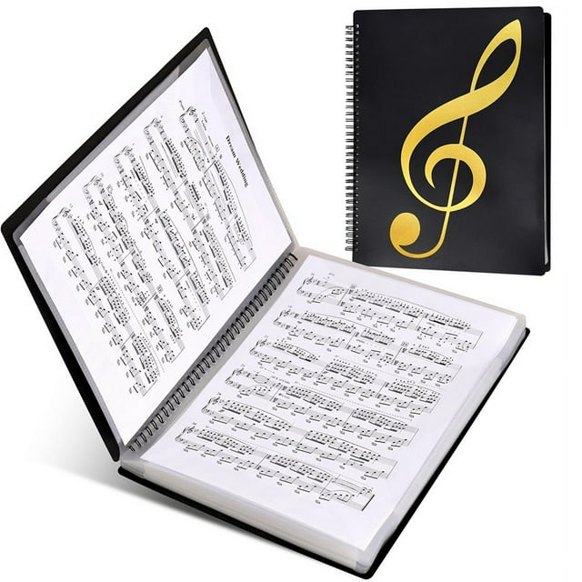 Dossier de Partition Musicale, 60 Pages, Classeur/support de Partition Musicale, s'Adapte à la Taille des Lettres A4, Dossier de Chœur Inscriptible et Détachable (Noir)