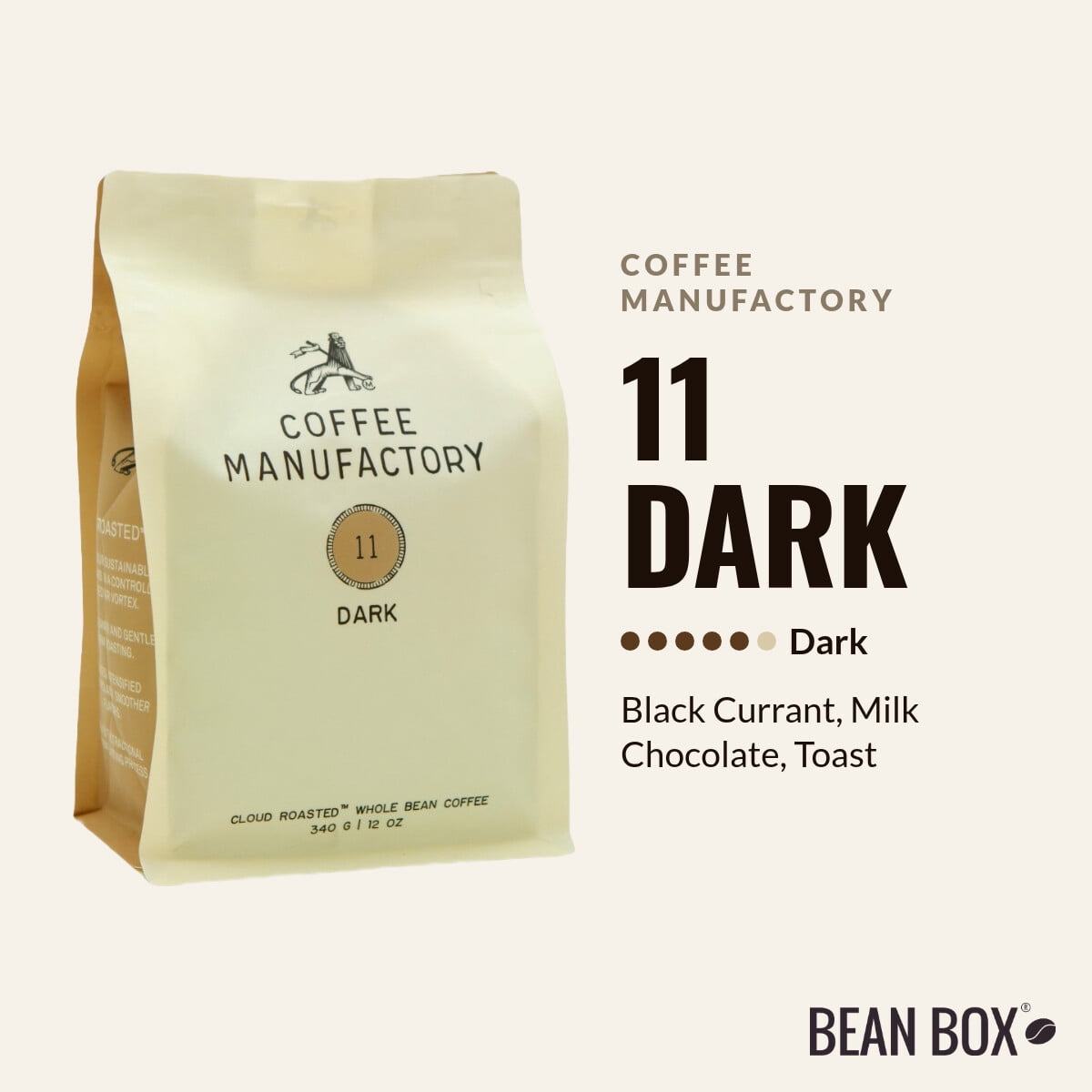 11 DARK - Roasted by Coffee Manufactory - Whole Bean Coffee - 12oz Bag