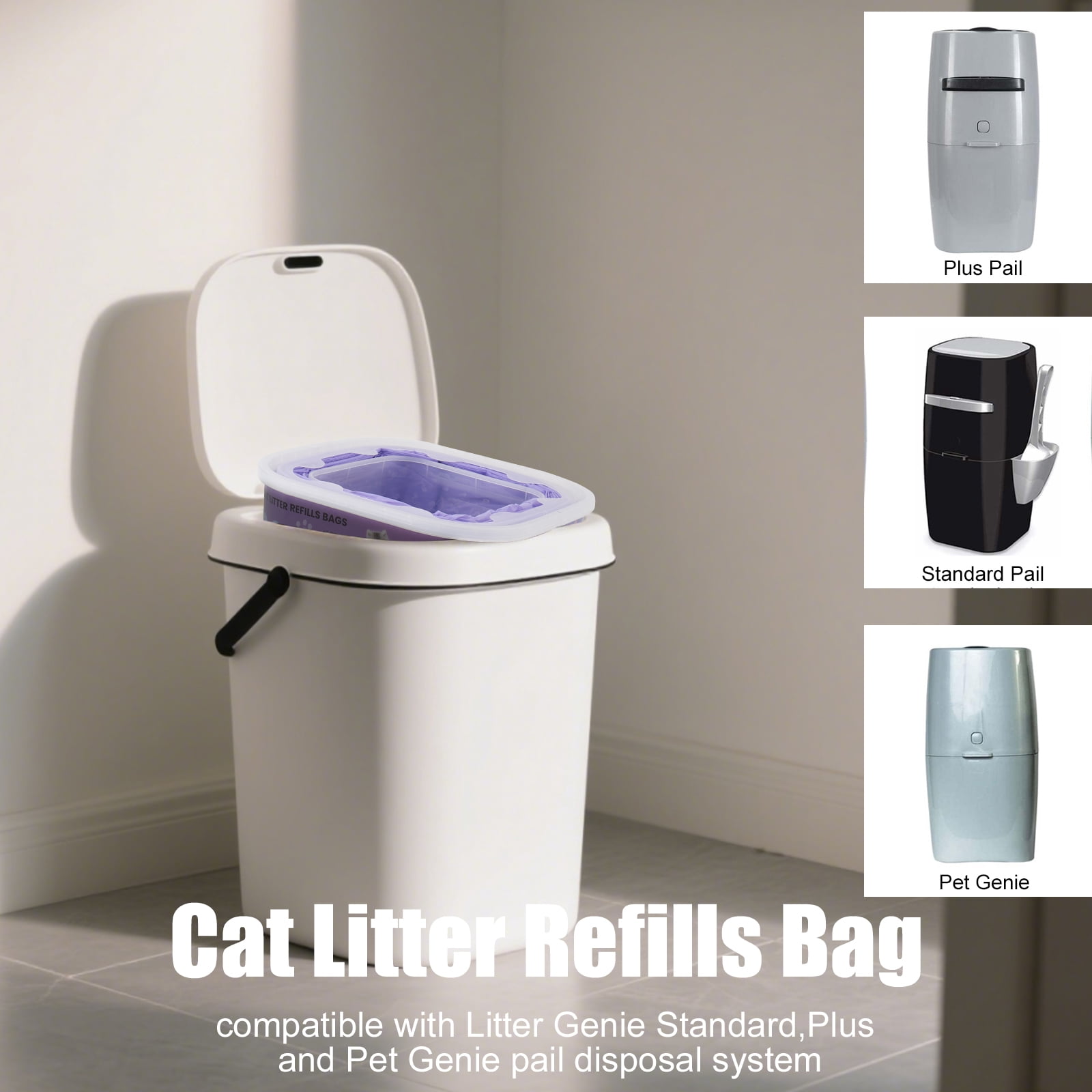 Cat Litter Refill Bags Compatible with Litter Cat Genie Standard/Plus/Style/XL+ Pails Litter Bags-12Pack