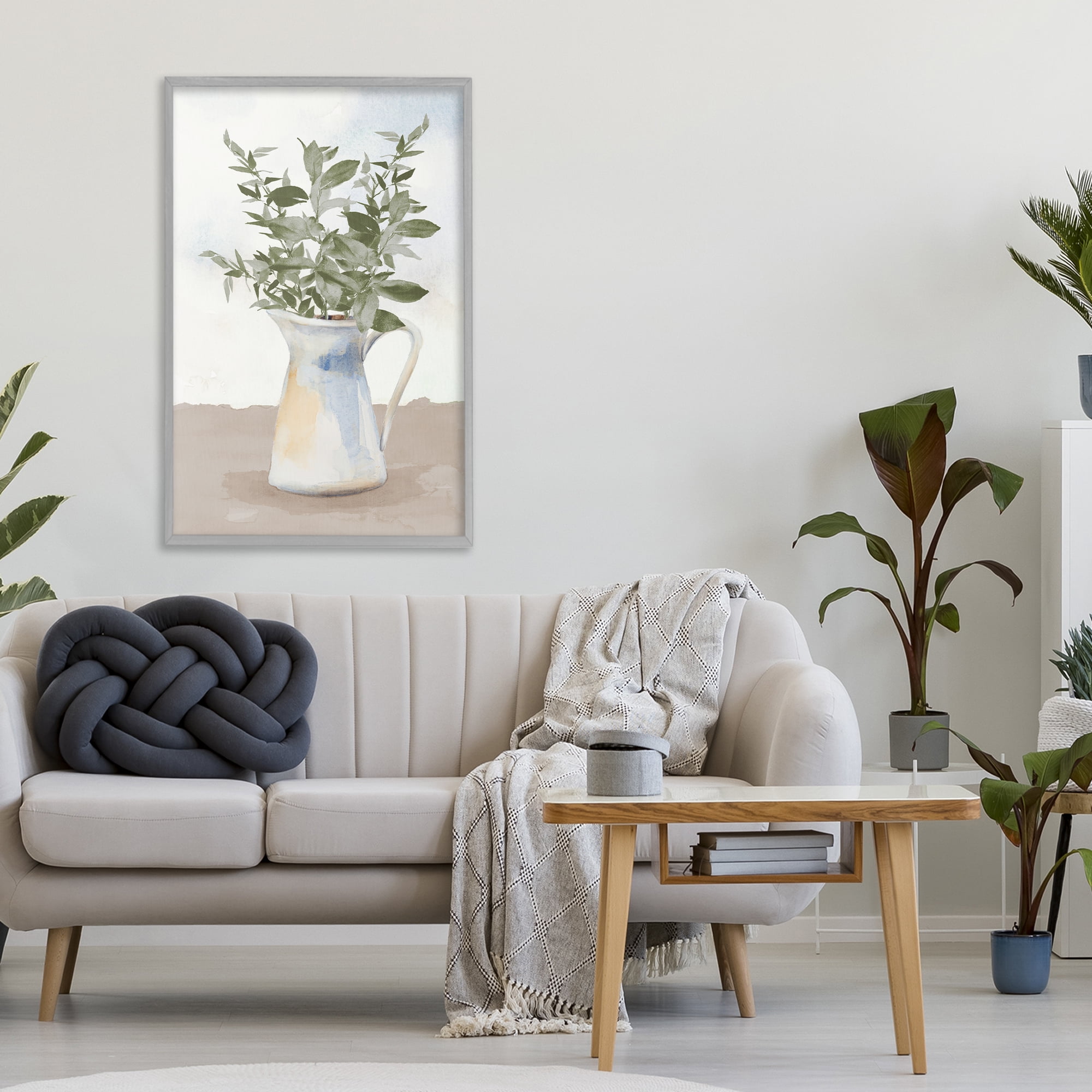 Stupell Industries Eucalyptus Botanicals Vase Gray Framed Giclee Art, design by Lanie Loreth
