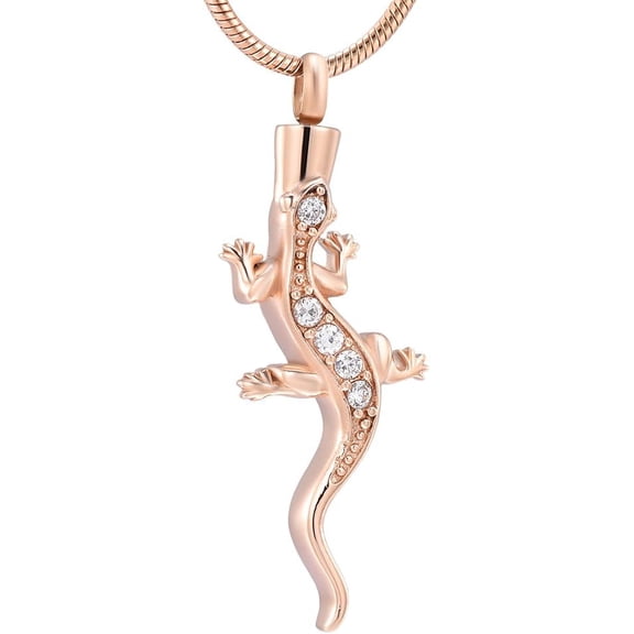 Cremation Jewelry for Ashes Crystal lizard Urn Necklaces for Ashes Stainless Steel Urn Memorial Ash Holder Keepsakes Pendant Necklace for Ashes for Women Men