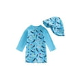thumbnail image 1 of Argulvti Toddler Boy Rash Guard Swimsuit Whale Jellyfish Print Zipper Long Sleeve Bathing Suit with Swim Cap, 1 of 7