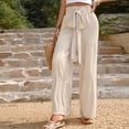 thumbnail image 3 of Pantalones de verano de corte holgado con cintura elástica estilo informal vintage traje de vacaciones FLhrweasw Nuevo, 3 of 7