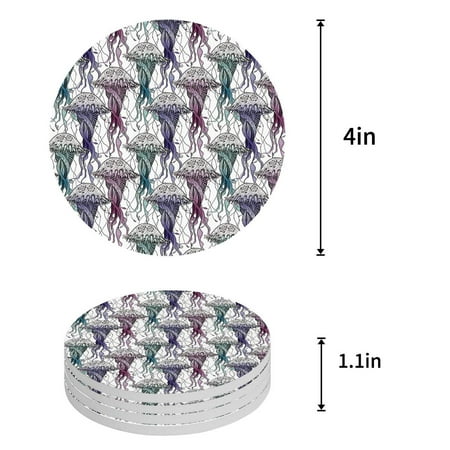 

ZHANZZK Purple Leaves Set of 8 Round Coaster for Drinks Absorbent Ceramic Stone Coasters Cup Mat with Cork Base for Home Kitchen Room Coffee Table Bar Decor