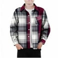thumbnail image 2 of NAISIBABY Boys Button Down Shirts, with Pocket Long Sleeve Lapel Checked Fall Casual Fashion Tops Wine 8T, 2 of 4