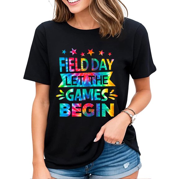 Field Day Let The Games Begin Tie Dye School Field Day 2023 T-Shirt Black Large