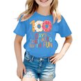 thumbnail image 3 of XAOFW Girl's T-Shirts 100 Days Of School Print Short Sleeve Crewneck T Shirt Back To School Season Loose Fit Tee Shirt Club Party Soft Breathable Tops, 3 of 3