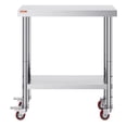 thumbnail image 1 of STAWAY Table de Travail en Acier Inoxydable 30x18x34 Pouces - Étagères Réglables Robustes, 4 Roues avec Freins, Parfait pour la Préparation de la Cuisine et le Service Alimentaire, 1 of 8