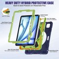 thumbnail image 6 of For iPad Air 11 inch M3 2025/M2 2024 Case, 360 Rotatable Handle Stand, Shoulder Strap, Drop-Proof Design, NavyBlue Lime, 6 of 7