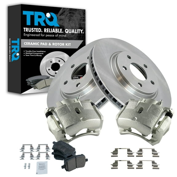 TRQ Front Brake Pad & Rotor Kit Brake Caliper Brake Pads Brake Rotor Ceramic Vented Fits Select 2008-2010 Chevrolet HHR 2004-2008 Malibu 2006-2007 Pontiac G6