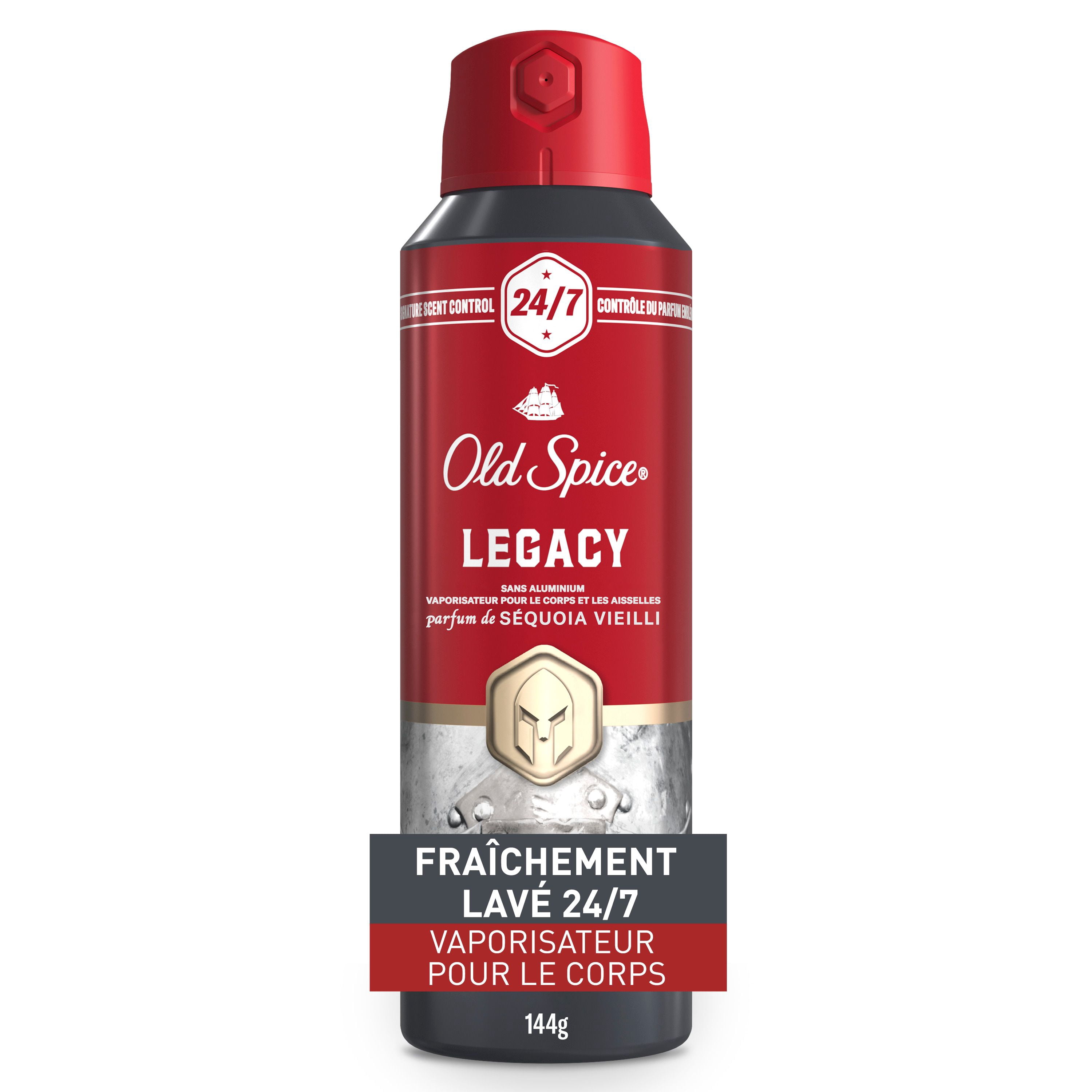 Vaporisateur pour le corps Old Spice Collection rouge pour hommes, parfum Legacy, parfum rafraîchissant, protection contre les odeurs toute la journée, fraîcheur longue durée