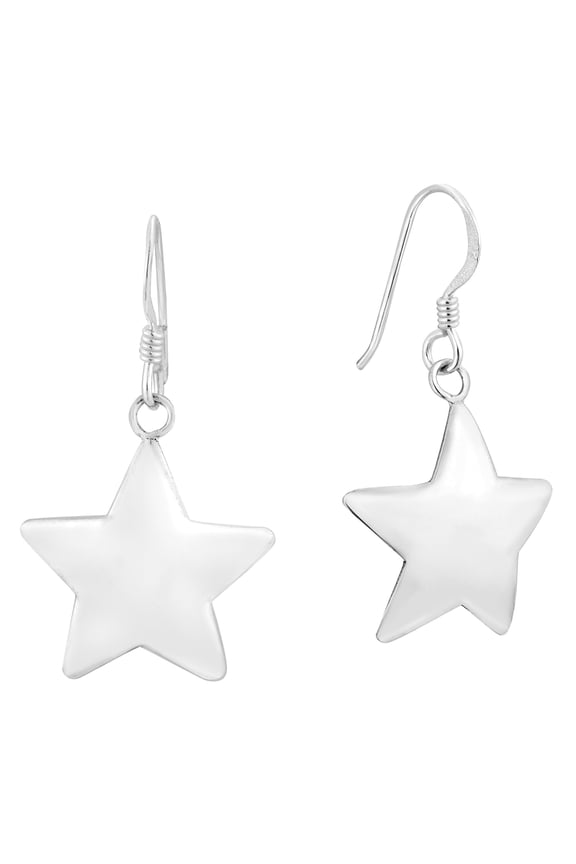 Captivating Stellar Shining Stars Dome Sterling Silver Dangle Earrings