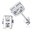 thumbnail image 1 of Pendientes de botón inicial PROSTEEL de Plata esterlina para mujer con circonita cúbica letra H, 1 of 8