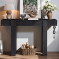 thumbnail image 2 of Tcbosik Console Table with Charging Station and Storage Drawer, 47.2" Narrow Entryway Table, Behind Couch Table for Living Room, Hallway, Easy Assembly, Black, 2 of 9