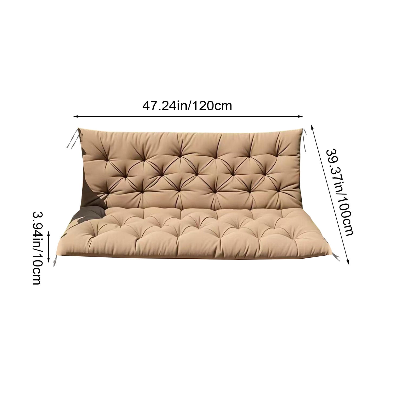 YOTQUSKI Outdoor Swing Cushions,Waterproof Swing Cushions 3 Seater Replacement with Backrest,Outdoor Thickened Bench Cushion with Ties for Porch,Patio,Backyard,Garden and Lawn