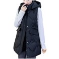 thumbnail image 5 of Leesechin Women's Long Puffer Vest Cotton Sleeveless Puffy Jacket with Removable Hood, 5 of 5