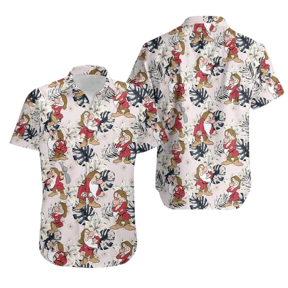 Disney Grumpy Dwarf Hawaii Shirt, Disney Summer Button Shirt, 7 Dwarfs Tropical Shirt, Funny Disney Character Summer Gift