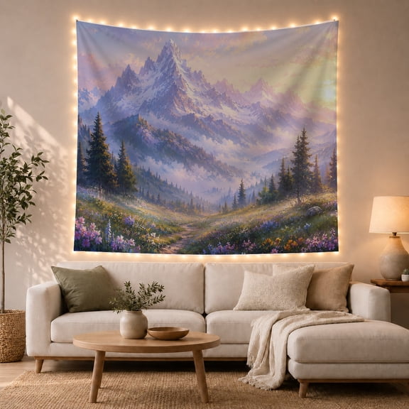 Towering Snow Capped with Mountain Peak Soft Rays, Serene Boho for Boho Decor Lovers, Desert Sunset Wall Art, Mother'S Day Gift, Tapestry Wall Hanging for Bedroom and Dorm