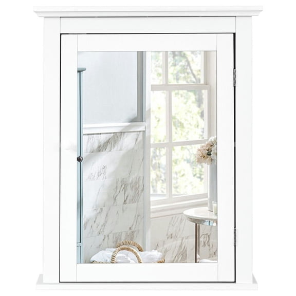 Spaco Bathroom Mirror Cabinet Wall Mounted Adjustable Shelf Medicine Storage-White, Bathroom Cabinet for Bathroom Laundry Room Kitchen