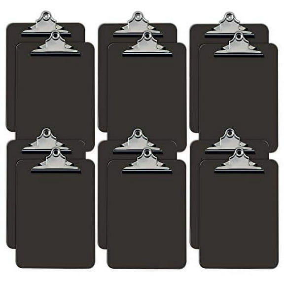 Gray Plastic Clipboards, 12 Pack, Durable, 12.5 x 9 Inch, Standard Metal Clip, by Better Office Products, Gray, Set of 12