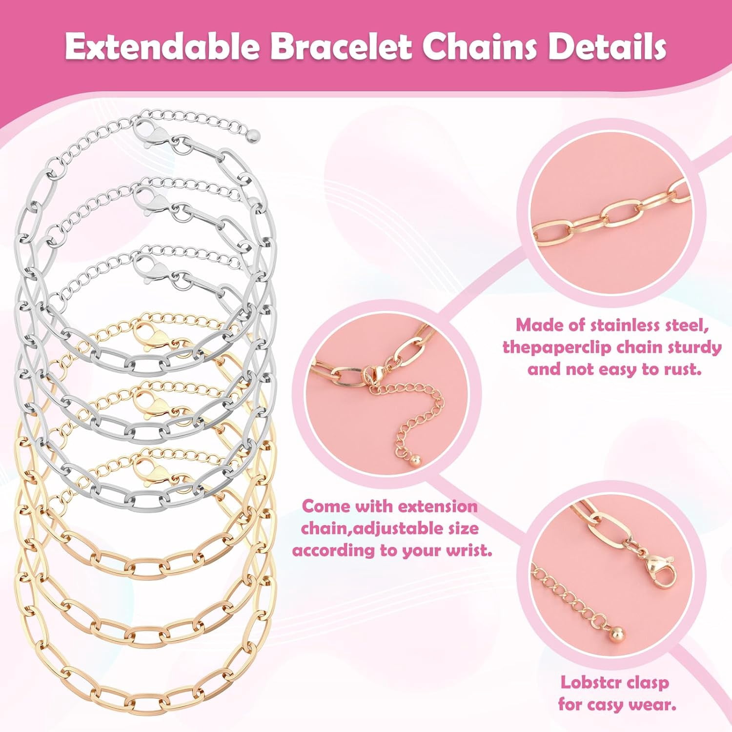 TAVENE 477Pcs DIY Charm Bracelet Making Kit, Gold & Silver Charms, Paperclip Chain & Alphabet Charms, Jewelry Supplies