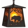 thumbnail image 3 of Meyda 154717 7.5 in. Square Bear At Dawn Mini Pendant, Timeless Bronze & Amber Mica, 3 of 7