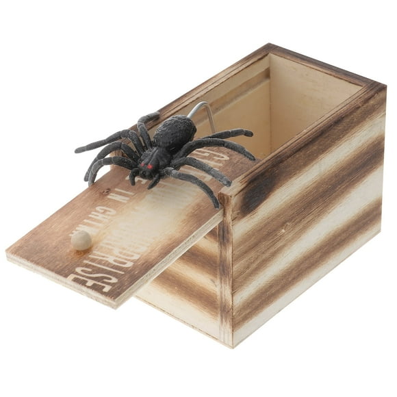 Spider Box Wooden Novelty Toys Scare Box for Halloween