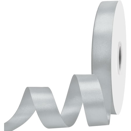 7/8 inch Wide 100 Yards Double Face Silver Satin Ribbon Silver Fabric Ribbon for Gift Wrapping Very Suitable for Weddings Decoration Bouquet Balloons Arts Craft Sewing Hair Bow Invitation